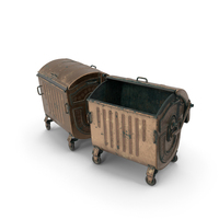 Metal Garbage Containers Bronze Oxidation Posed PNG & PSD Images