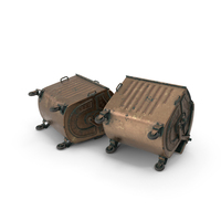 Metal Garbage Containers Bronze Oxidation Posed PNG & PSD Images
