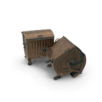 Metal Garbage Containers Bronze Oxidation Posed PNG & PSD Images