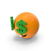 Orange Smiley Face With Dollar Eyes PNG & PSD Images
