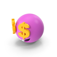 Pink Smiley Face With Dollar Eyes PNG & PSD Images