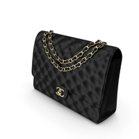 Chanel Classic Handbag Black Grained Calfskin PNG & PSD Images