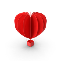 Red Valentine's Hot Air Balloon PNG & PSD Images