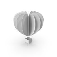 White Valentine's Hot Air Balloon PNG & PSD Images