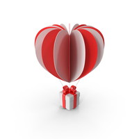 Valentine's Hot Air Balloon with Gift PNG & PSD Images