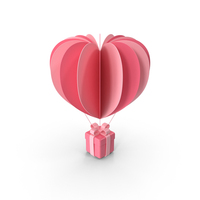 Valentine's Hot Air Balloon with Gift PNG & PSD Images