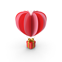 Valentine's Hot Air Balloon with Gift PNG & PSD Images
