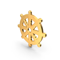 Gold Buddhism Wheel Symbol PNG & PSD Images