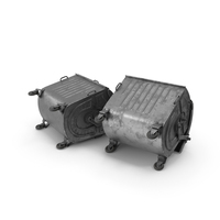 Metal Garbage Containers Dirty Posed PNG & PSD Images