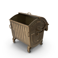 Metal Garbage Container Gold Open PNG & PSD Images