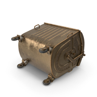 Metal Garbage Container Gold Posed PNG & PSD Images