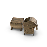 Metal Garbage Containers Gold Posed PNG & PSD Images