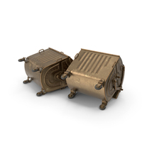 Metal Garbage Containers Gold Posed PNG & PSD Images