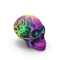 Black Neon Skull With Glowing Eyes PNG & PSD Images