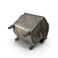 Metal Garbage Container Oxidized Open Posed PNG & PSD Images