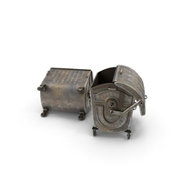 Metal Garbage Containers Oxidized Posed PNG & PSD Images