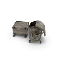 Metal Garbage Containers Oxidized Posed PNG & PSD Images