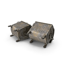 Metal Garbage Containers Oxidized Posed PNG & PSD Images