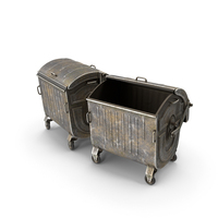 Metal Garbage Containers Oxidized Posed PNG & PSD Images