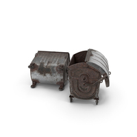 Metal Garbage Containers Rusted Posed PNG & PSD Images