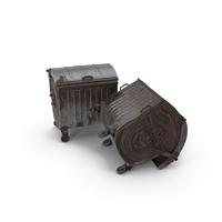 Metal Garbage Containers Rusted Posed PNG & PSD Images