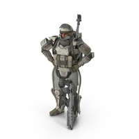 Soldier In Futuristic Exoskeleton Idle Pose PNG & PSD Images