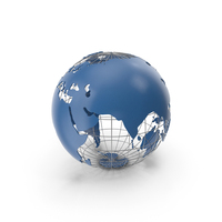 Stylized Earth Globe With Metal Blue PNG & PSD Images