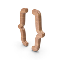 Wood Curly Brackets Symbol PNG & PSD Images