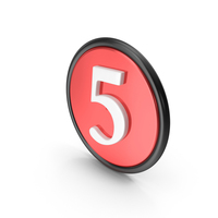Red Five Button PNG & PSD Images