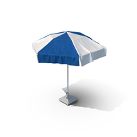 Beach Umbrella Blue And White PNG & PSD Images