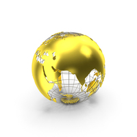 Wireframe Earth Globe Gold PNG & PSD Images