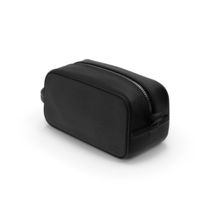 Closed Leather Cosmetic Bag Black PNG & PSD Images