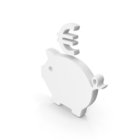 White Piggy Bank Euro Symbol PNG & PSD Images