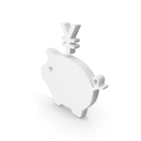 White Piggy Bank Yen Symbol PNG & PSD Images