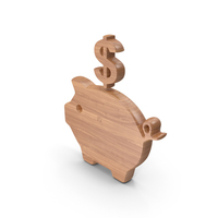 Wood Piggy Bank Dollar Symbol PNG & PSD Images