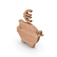 Wood Piggy Bank Euro Symbol PNG & PSD Images