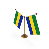 Gabon Country Y Shaped Double Table Flag Stand PNG & PSD Images