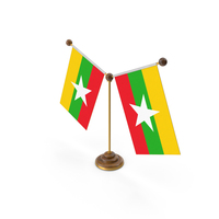 Myanmar Country Y Shaped Double Table Flag Stand PNG & PSD Images