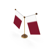 Qatar Country Y Shaped Double Table Flag Stand PNG & PSD Images