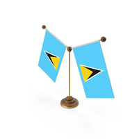 Saint Lucia Country Y Shaped Double Table Flag Stand PNG & PSD Images