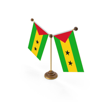 Sao Tome and Principe Country Y Shaped Double Table Flag Stand PNG & PSD Images