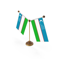Uzbekistan Country Y Shaped Double Table Flag Stand PNG & PSD Images