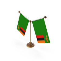 Zambia Country Y Shaped Double Table Flag Stand PNG & PSD Images