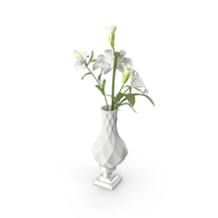 White Flowers In White Vase PNG & PSD Images