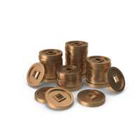Bronze Chinese Coins Stack PNG & PSD Images