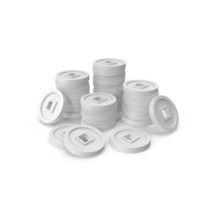 White Chinese Coins Stack PNG & PSD Images