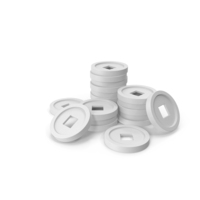 White Chinese Coins Stack PNG & PSD Images
