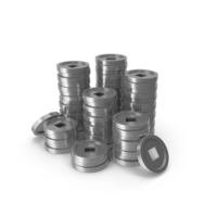 Silver Chinese Coins Stack PNG & PSD Images