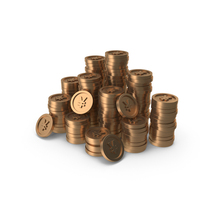 Bronze Yuan or Yen Coins Stack PNG & PSD Images