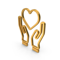 Gold Hands With Heart Icon PNG & PSD Images